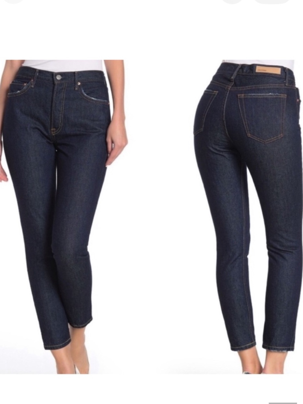 GRLFRND Karolina High Rise Skinny Crop Jeans Moody Blues Dark Blue Size 24 NWT